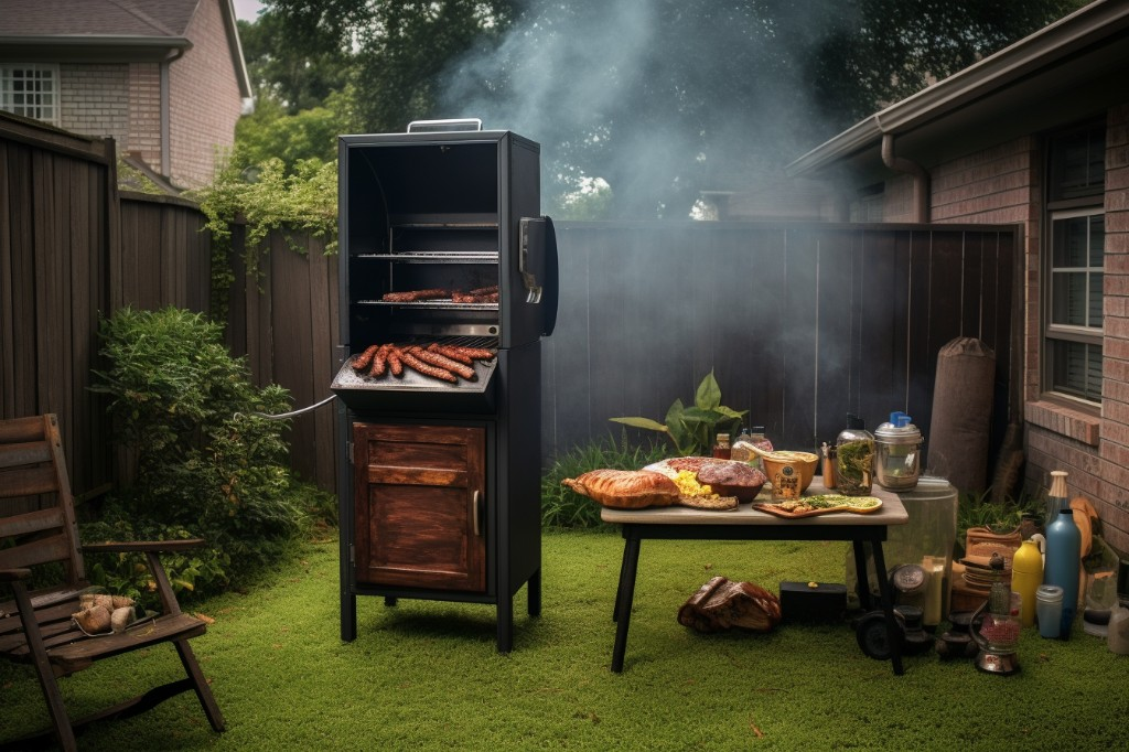 A backyard cookout featuring both an electric smoker and a traditional smoker - Houston, United States