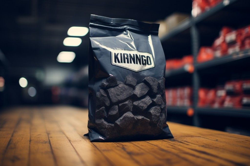 A bag of Kingsford lump charcoal on a store shelf - Orlando, USA