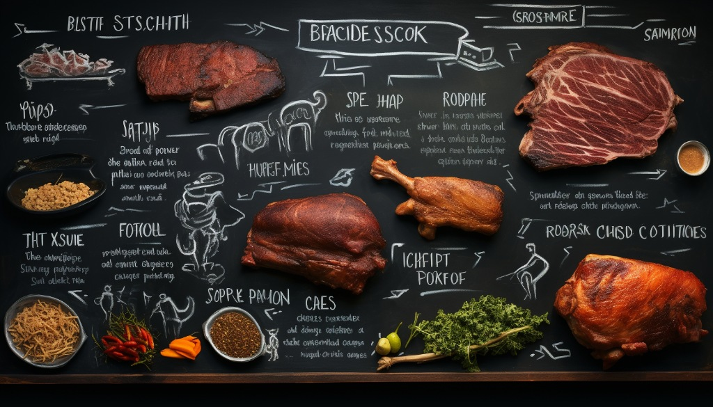 A collection of frequently asked questions on a chalkboard related to choosing the right kind of wood for smoking meats - Nashville,Tennessee