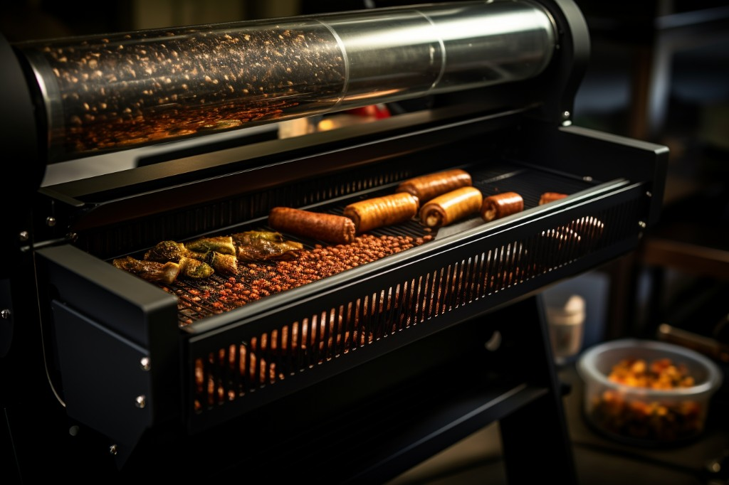 A detailed view of a pellet grill's interior with smoke tube - Nashville, Tennessee