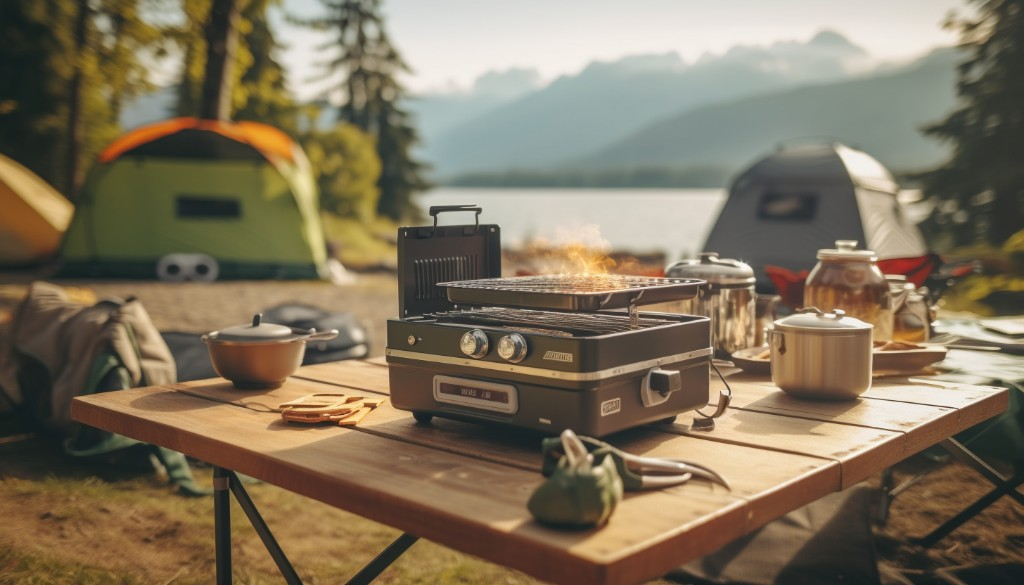 A family camping trip with a portable compact gas grill – Vancouver Canada