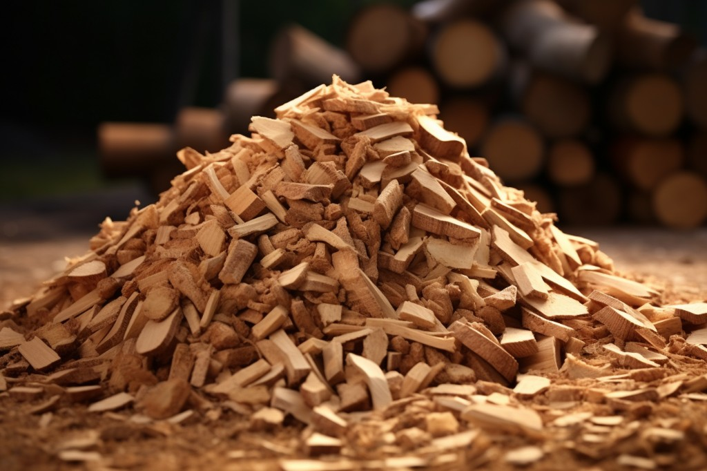 A pile of hickory wood chips and chunks - Nashville, USA