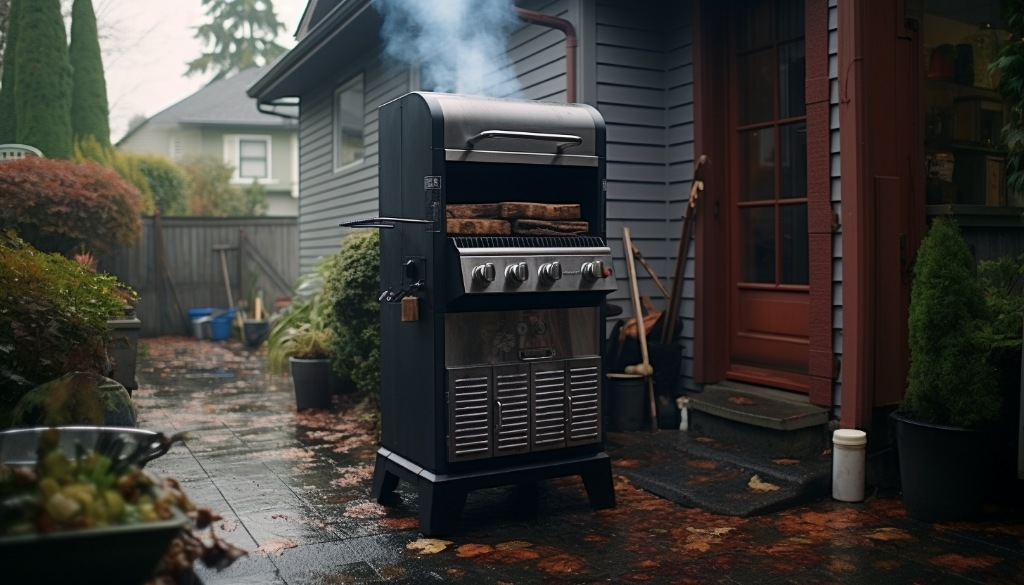 A securely set up BBQ smoker in a safe location away from home - Portland, USA