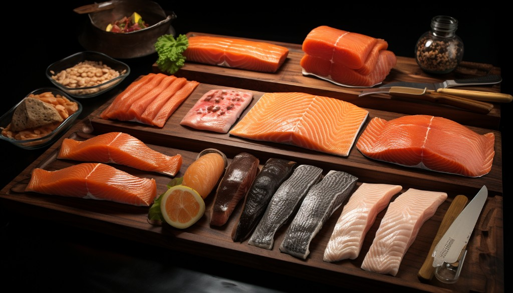 A selection of cold-smoked salmon - Seattle, USA