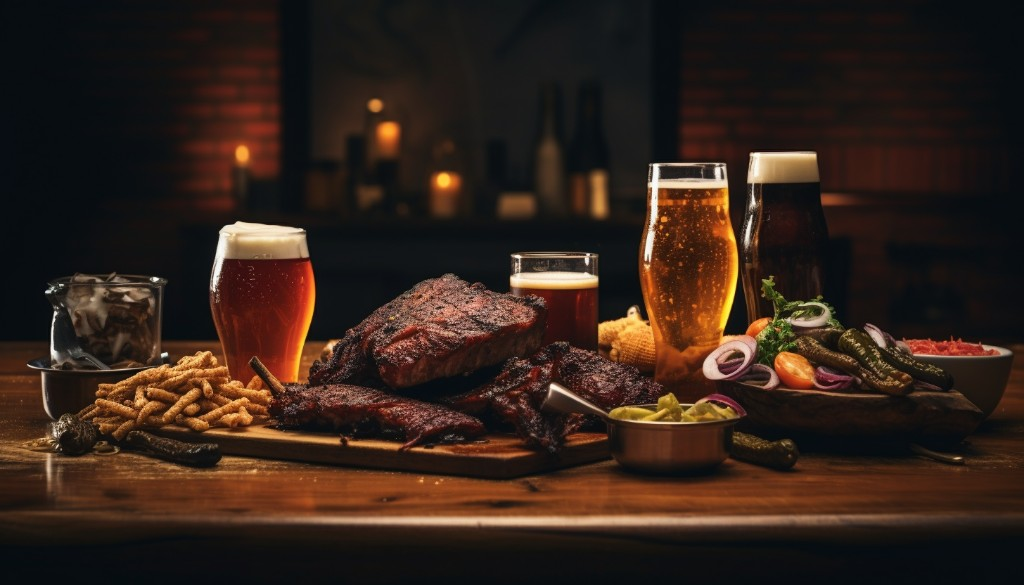 A selection of craft beers paired with BBQ dishes - Austin, USA