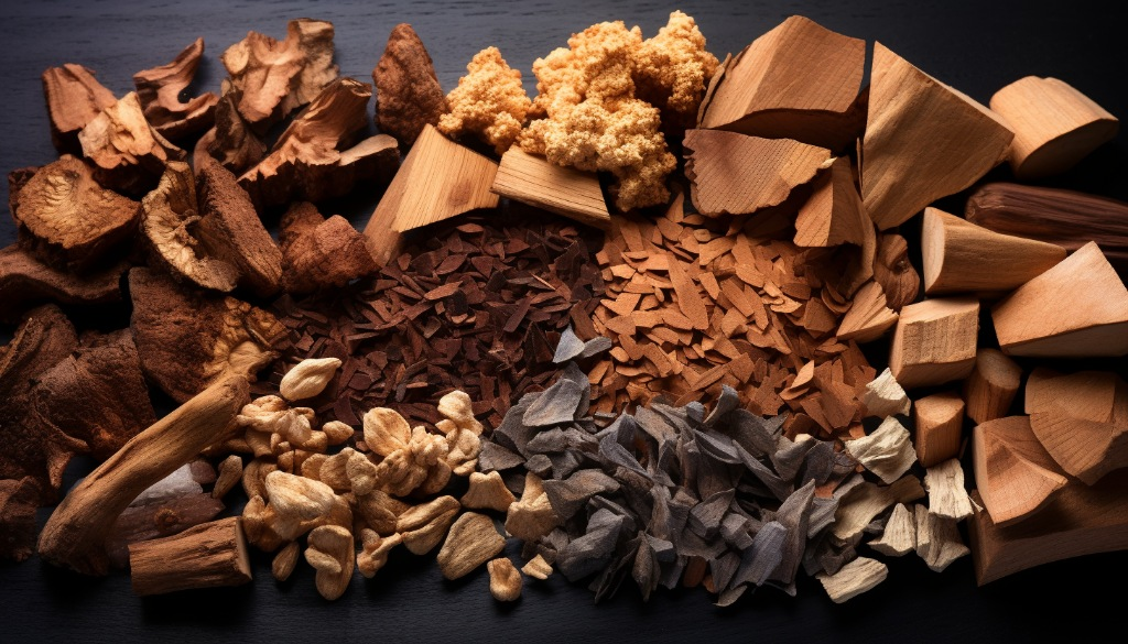 Assortment of different forms of smoking woods including chunks, chips and pellets - Memphis, Tennessee
