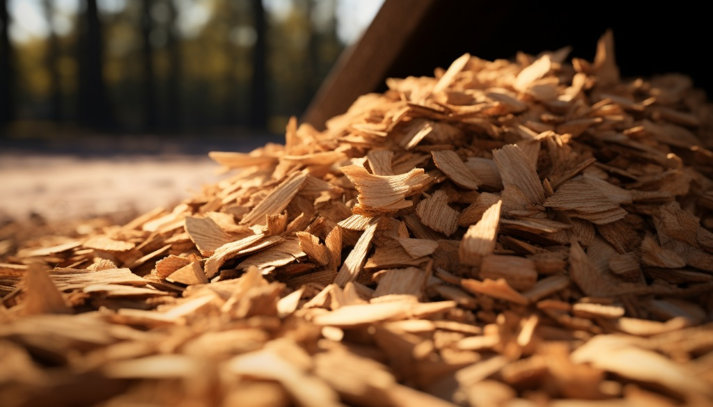 Close-up of a pile of woodchips ready for a barbecue session - Austin, Texas