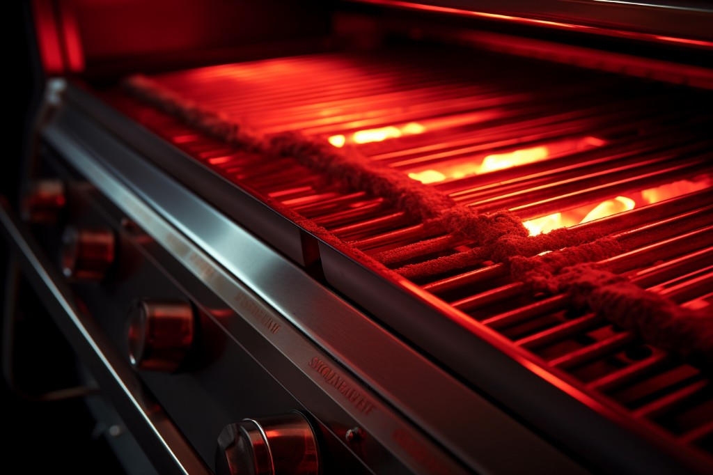 Close-up shot of a working infrared grill showcasing the heating mechanics - Boston, USA