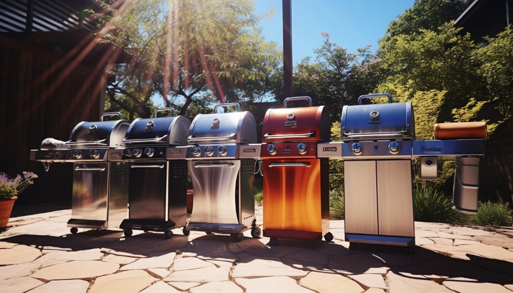 Different types of grills on a sunny backyard - Austin, USA