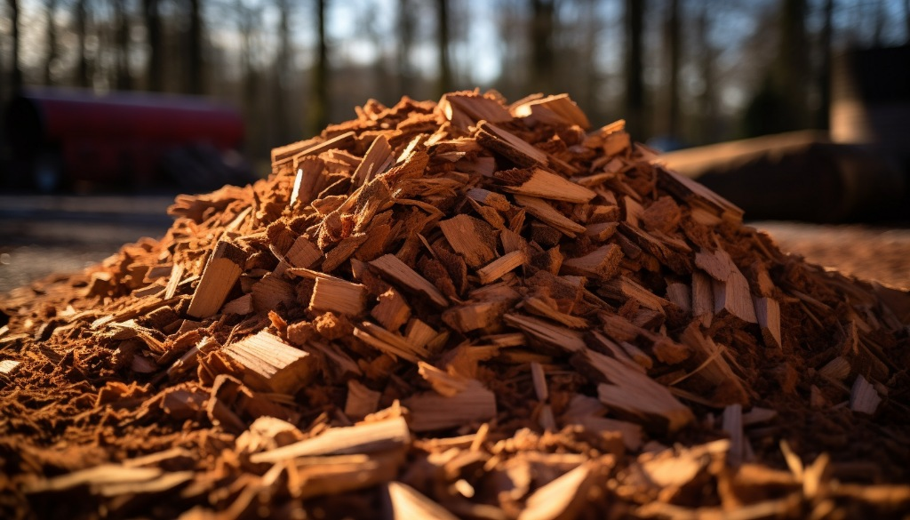 Pile of wood chips used for cold smoking - Portland, USA